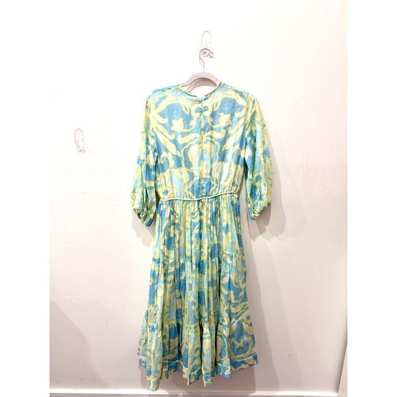 NWT Alexis Vine Print Vilas Tiered Tie Waist Midi Dress Blue Women's Size Small - Picture 3 of 5